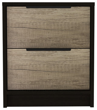 Black Open Compartment Two Drawer Nightstand