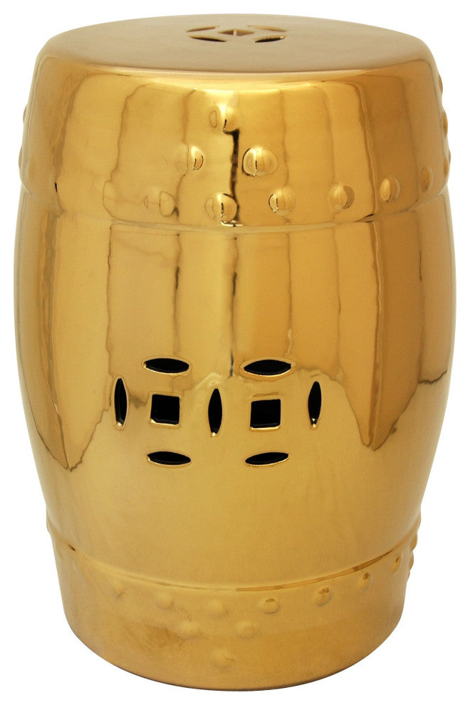 18" Solid Gold Porcelain Garden Stool