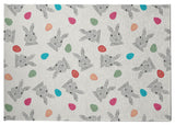 Bunnies and Eggs Easter Chenille Rug, Whisper White, 8'x10'