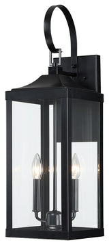 25.7" 2-Light Large Traditional Outdoor Wall Lantern Sconce, Matte Black