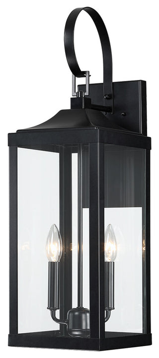 25.7" 2-Light Large Traditional Outdoor Wall Lantern Sconce, Matte Black