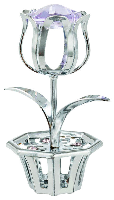 Chrome Plated Tulip Flower Table Top Ornament
