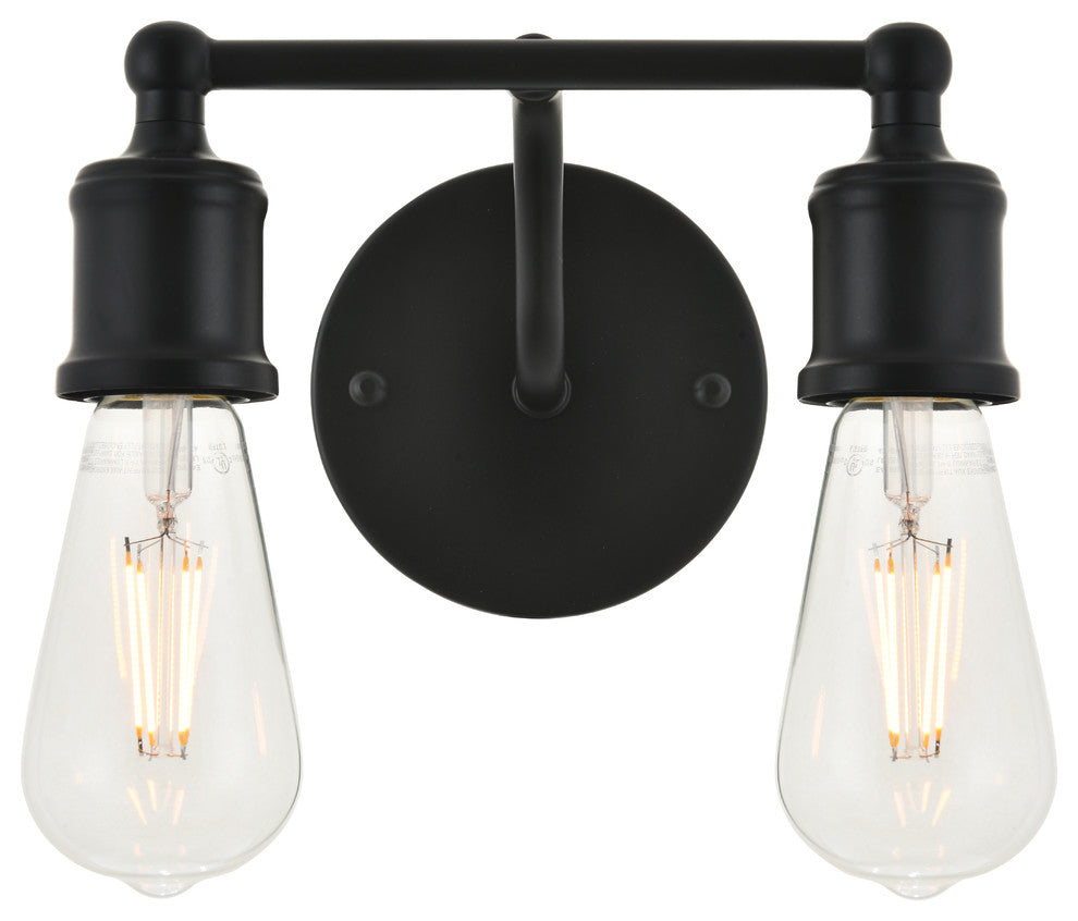 Black Finish 2-Light Wall Sconce