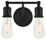 Black Finish 2-Light Wall Sconce