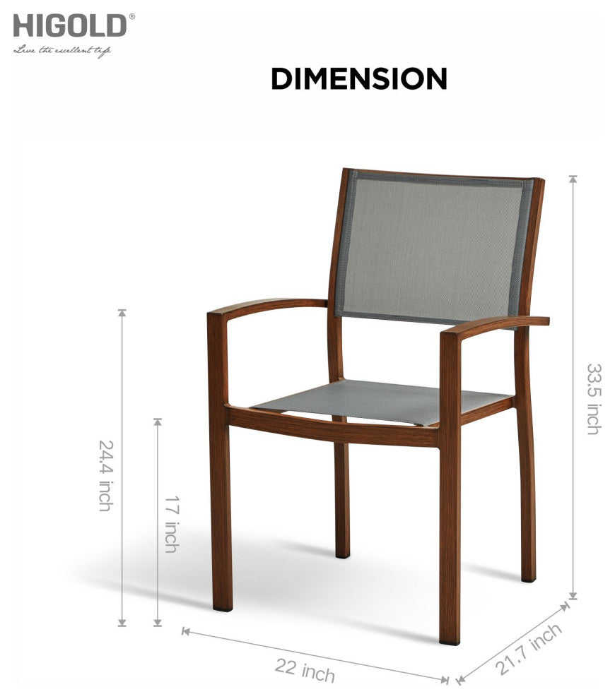 HIGOLD Carlo Outdoor Dining Chairs for 8 Persons, Aluminumï¼ˆSet of 8ï¼‰