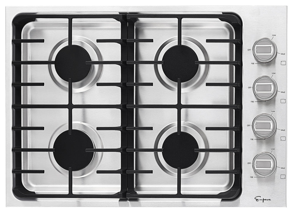 Empava 4 Sealed Burners Cast Iron Grates LPG/NG Convertible Kit Gas Cooktop