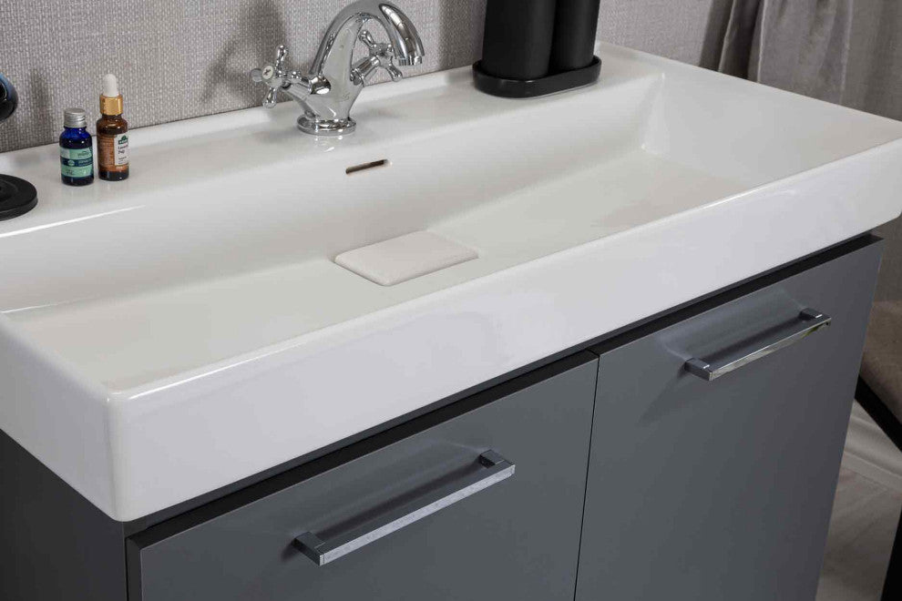 Vita Collection Gray Bathroom Vanity With Sink, Mirror, Countertop, 40