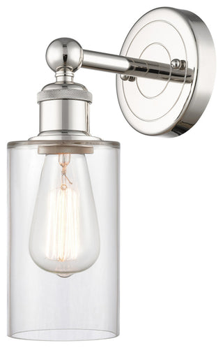 Clymer 1-Light 4" Sconce, Polished Nickel, Clear Shade