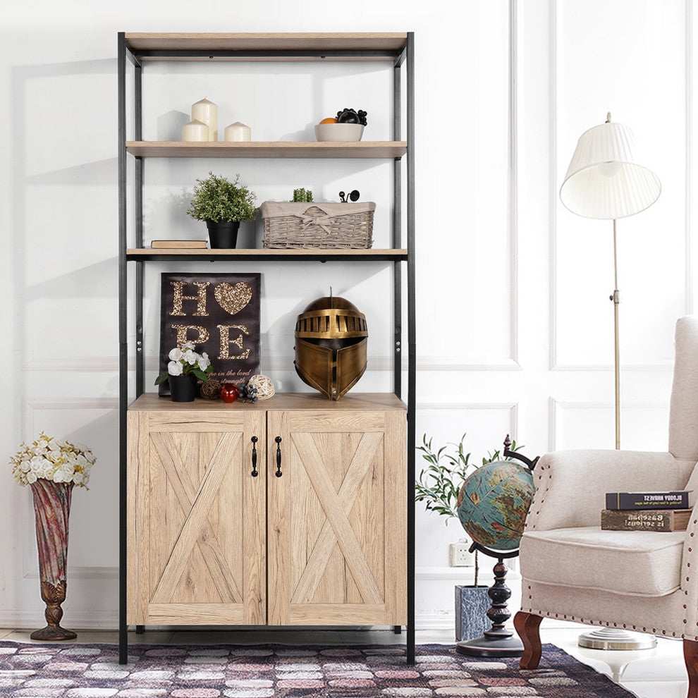 Wood Double Door Accent Cabinet with Shelf, Oak, 31'' X 16''