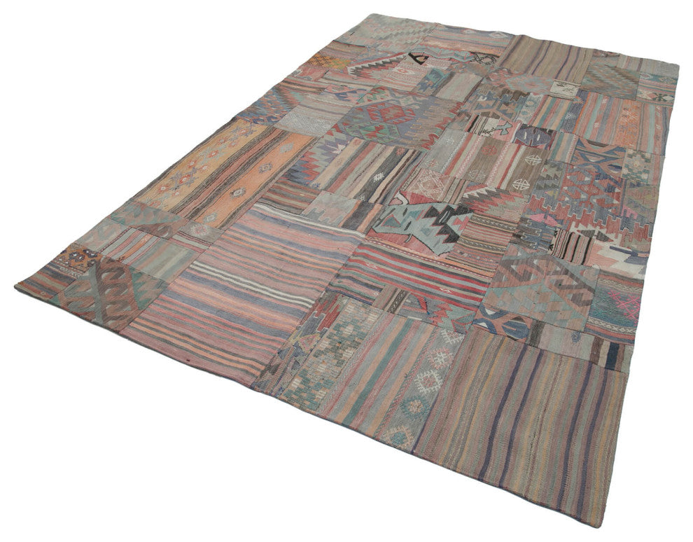 Rug N Carpet - Handmade Turkish 6' 8'' x 9' 10'' Vintage Patchwork Kilim Rug