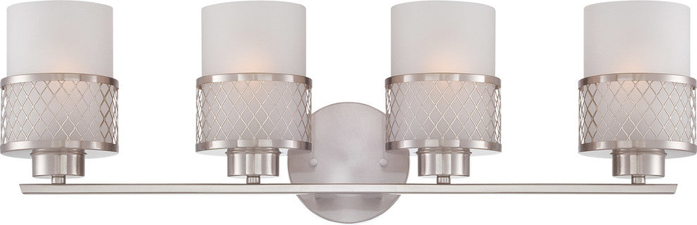 Nuvo 4-Light Fusion Vanity and Wall Light Fixture, Brushed Nickel