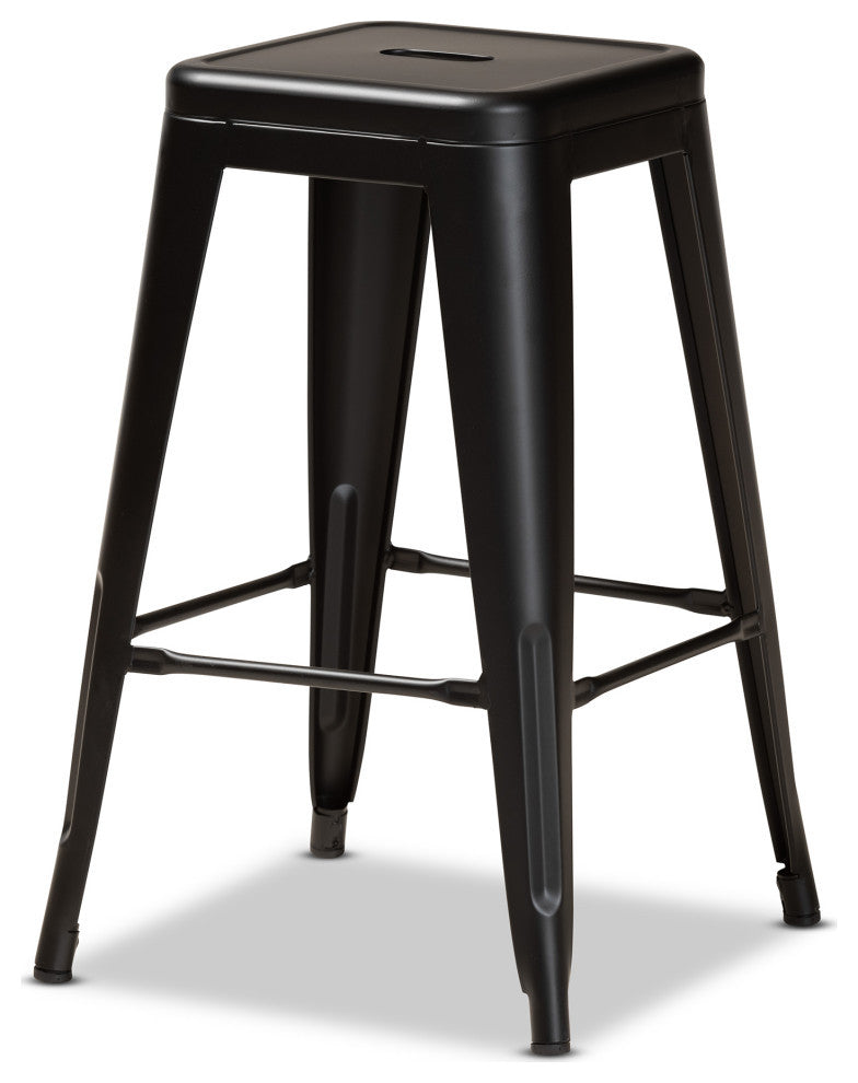Vonn Industrial Metal Stackable Stool Set, Matte Black, Counter Stool