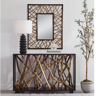 Uttermost Teak Maze Rectangle Mirror