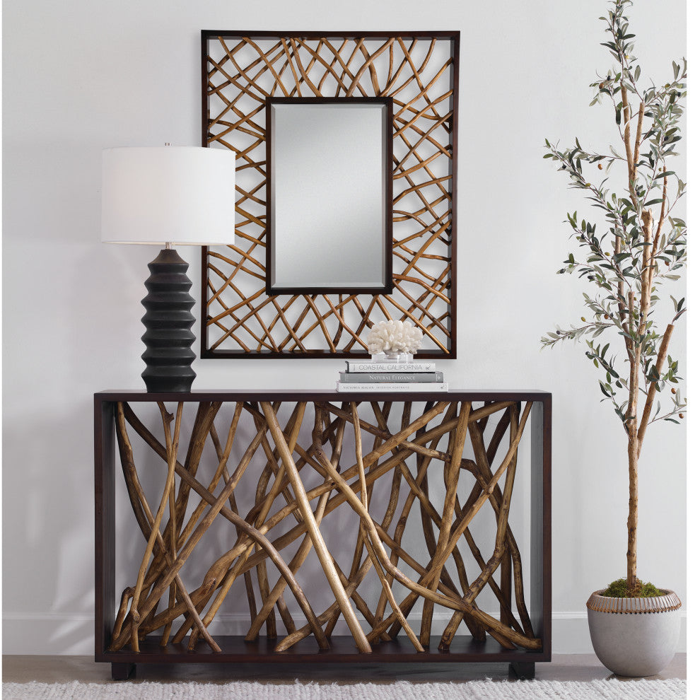 Uttermost Teak Maze Rectangle Mirror