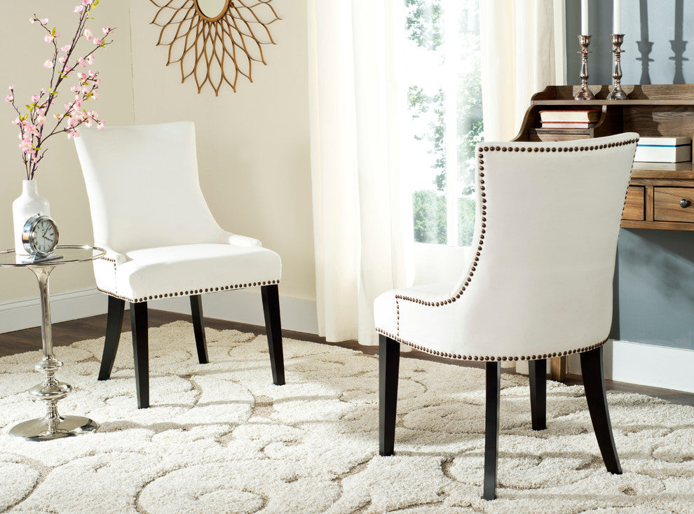 Safavieh Lester Dining Chairs, Set of 2, White, Fabric, Espresso