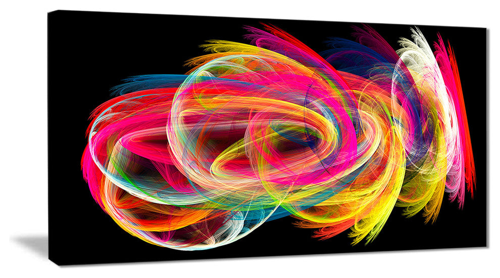 "Colorful Thick Strokes in Black" Abstract Digital Canvas Print