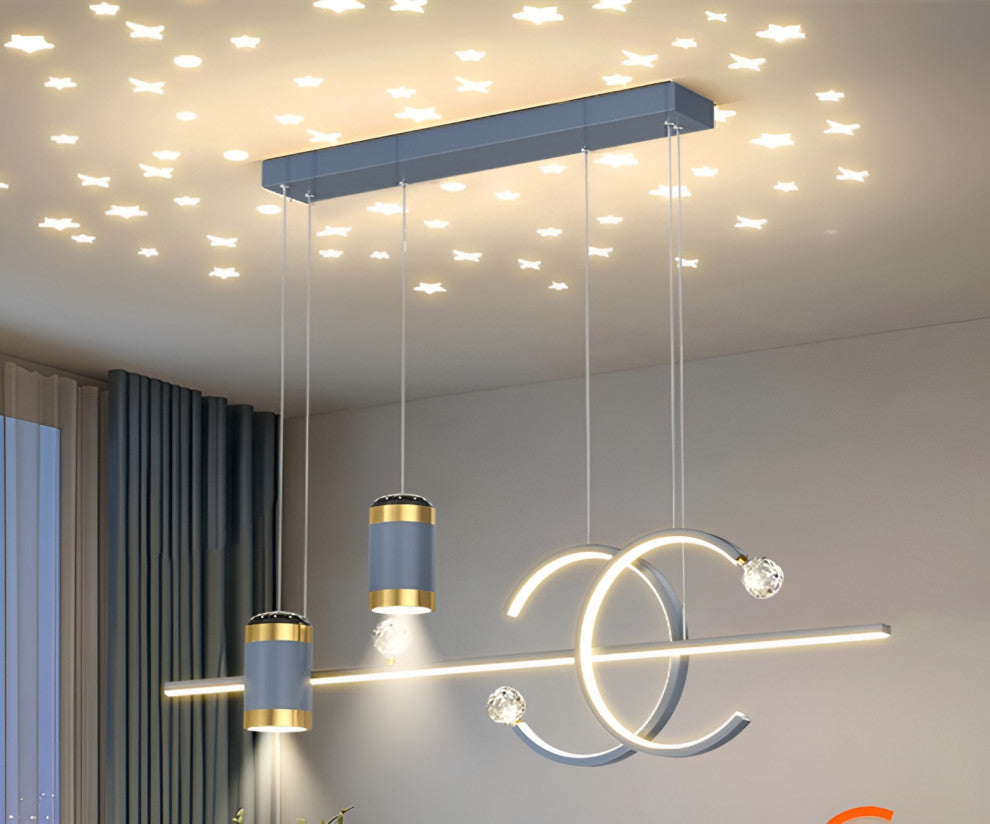 Le Mas | Pendant Light in a Nordic style for Dining Room, Blue, Warm Light