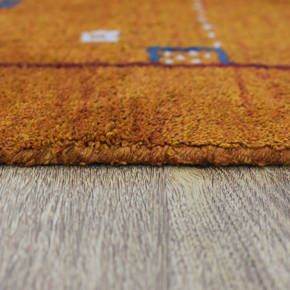 HAND KNOTTED LOOM SILK ECO-FRIENDLY AREA RUG-6'x9',Rectangle,Orange,Contemporary