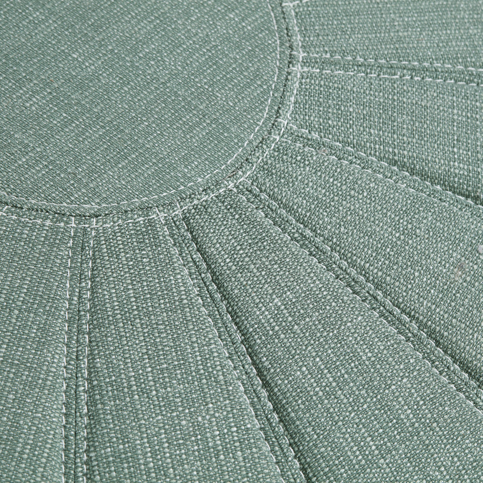 Madison Park Kelsey Round Pouf Ottoman, Seafoam