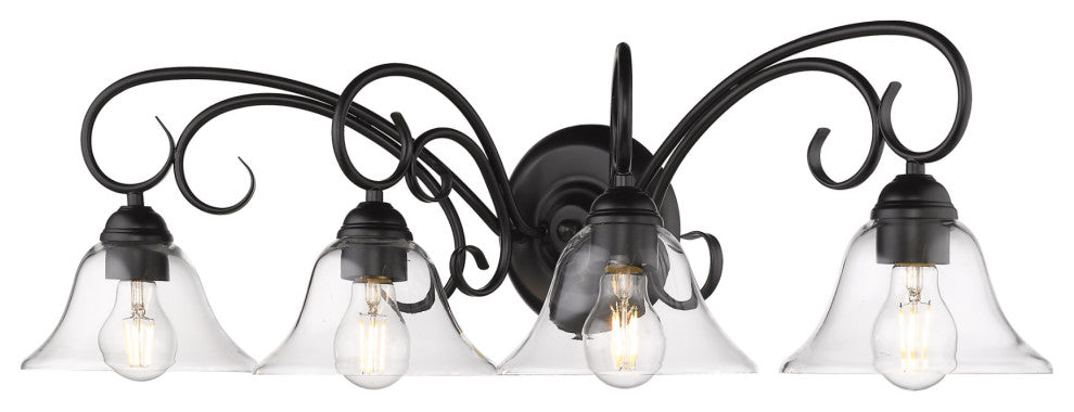 Golden Lighting 8606-BA4 Homestead 4 Light 32"W Bathroom Vanity - Black / Clear