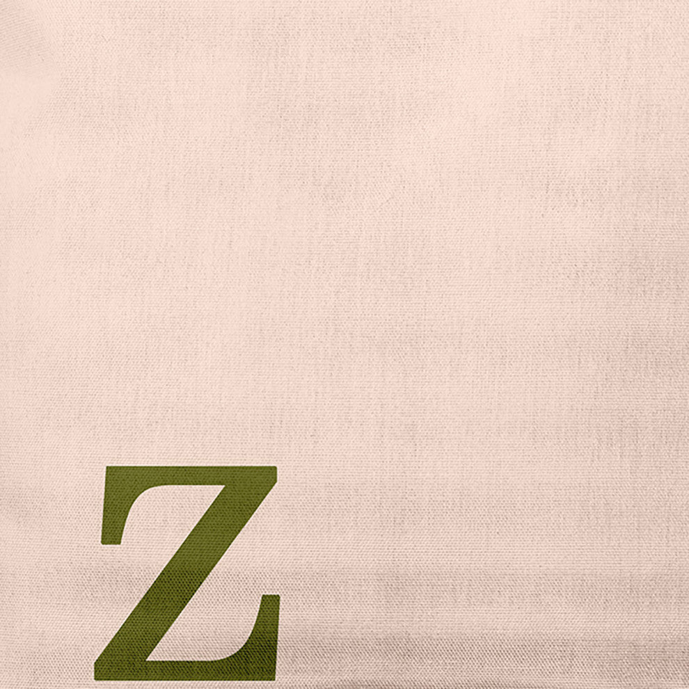 18"x18" Modern Monogram Decorative Throw Pillow, Olive