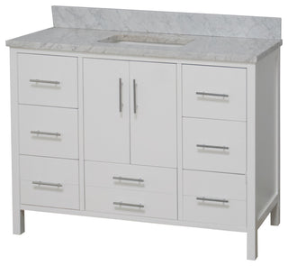 California 48" Bathroom Vanity, White, Carrara Marble