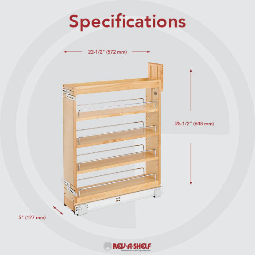 Wood Base Cabinet Pull Out Organizer With Soft Close, 6"