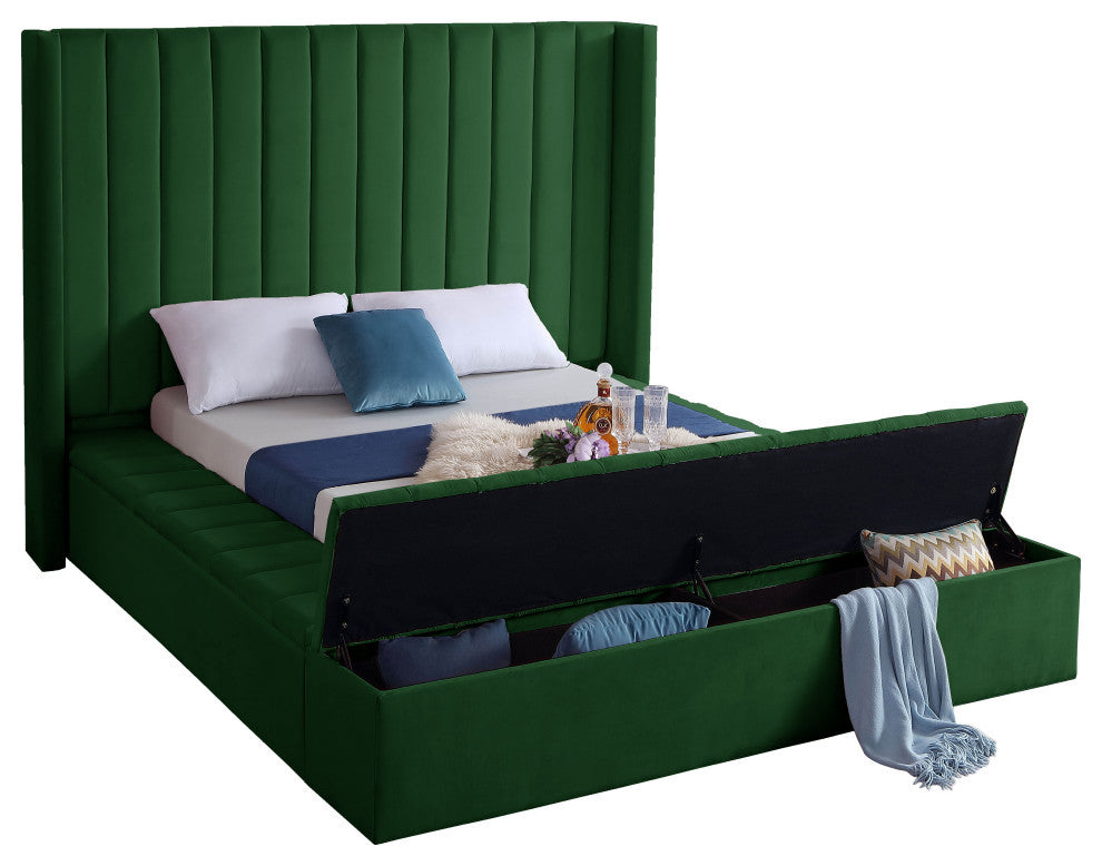 Kiki Velvet Bed, Green, Full