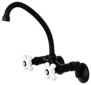 Kingston Brass Two-Handle Wall Mount Bathroom Faucet, Matte Black