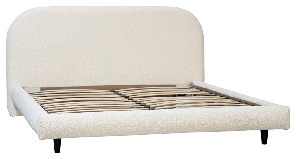 White Mod Boucle King Bed Frame