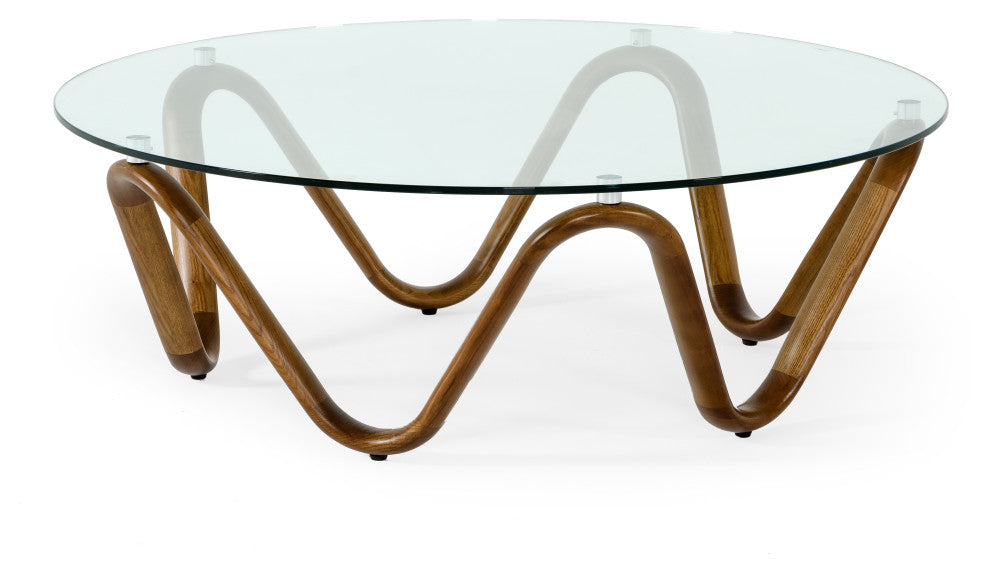 Modrest Lassen Modern Glass and Walnut Coffee Table