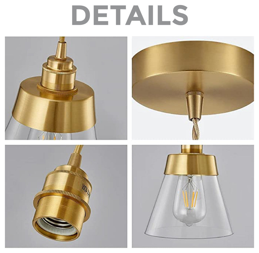 Gold and glass pendant light Adjustable Cord for Kitchen Island light
