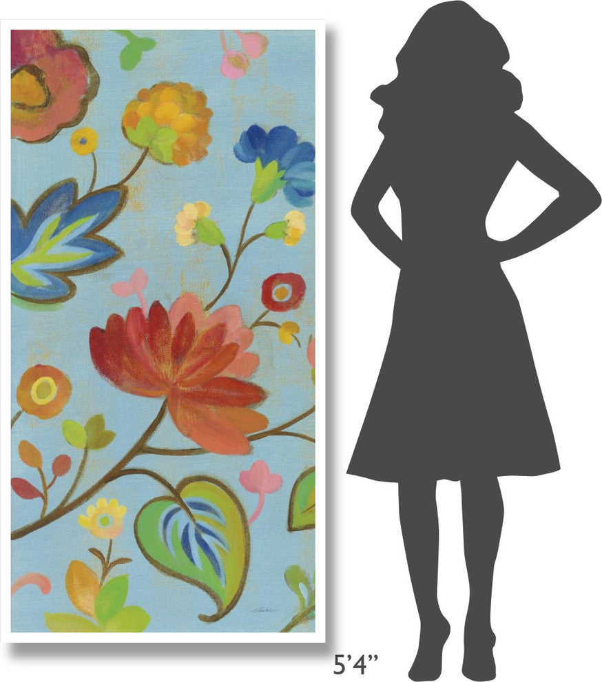 "Folk Song Floral II" Digital Paper Print by Silvia Vassileva, 32"x62"