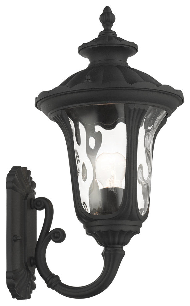 Textured Black Traditional, Victorian, Sculptural, Outdoor Wall Lantern