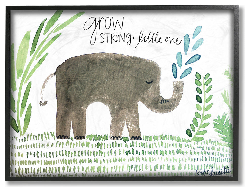 "Grow Strong Little Elephant" 11x14, Framed Giclee Texturized Art