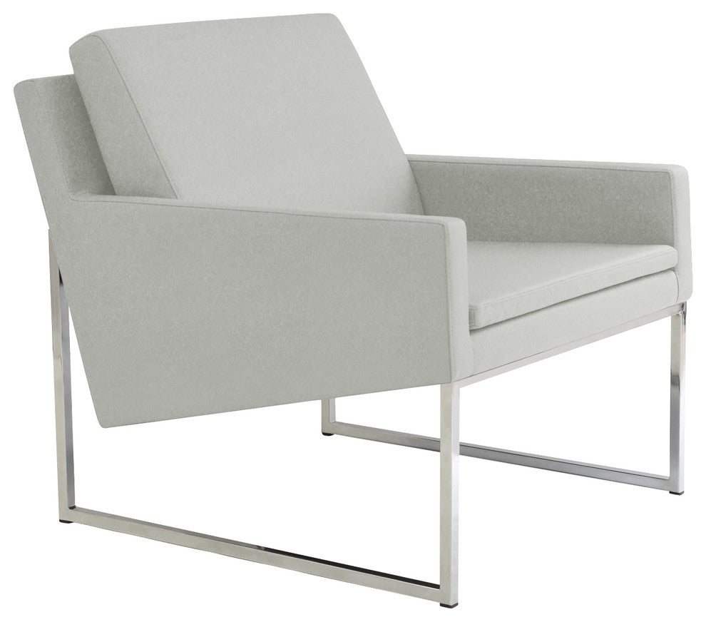 Nova Chrome Chair, Chrome Plated Steel Tubes Base, Silver Camira Wool