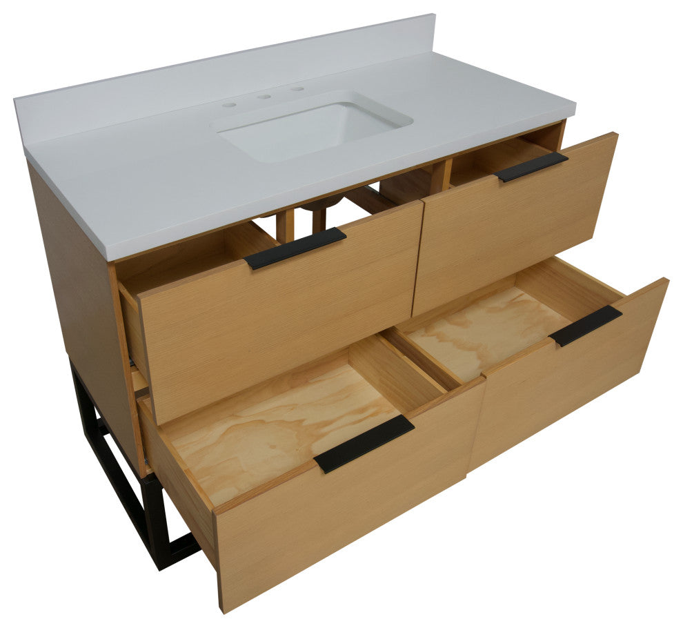 Mia 48" Bathroom Vanity, Blonde, Matte White