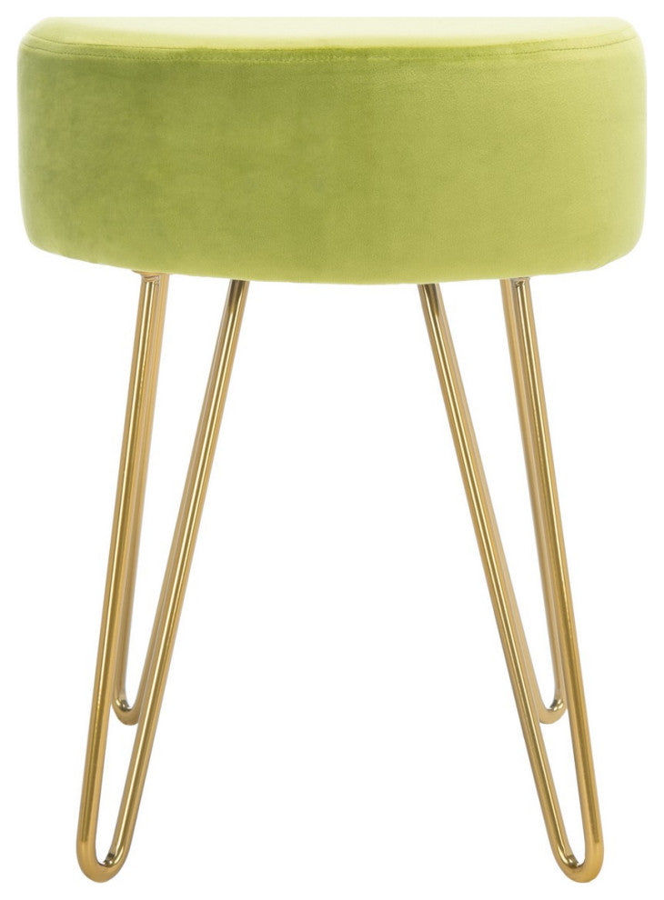 Safavieh Abrea Round Ottoman, Pear/Gold