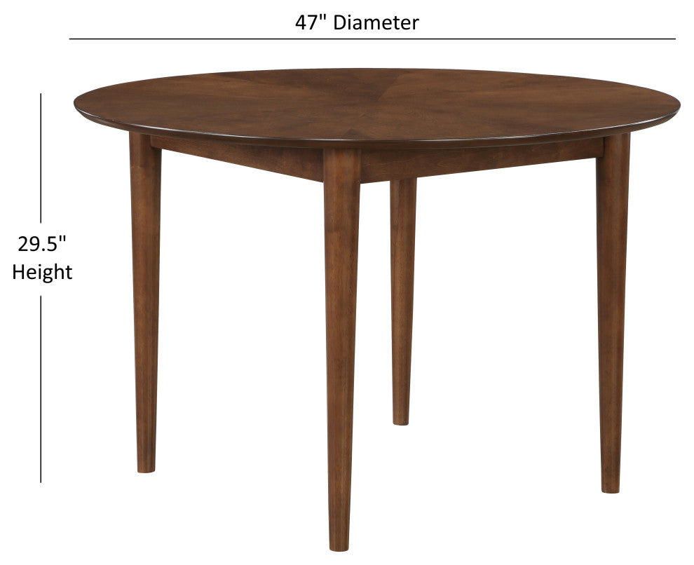 Bonito 5-Piece 47-in. Round Dining Set, Walnut Finish, Midnight Blue Faux Leather