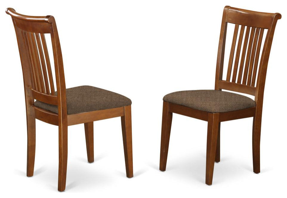 Portland Slat Back Chair For Kitchen With Fabric Seat Set of 2