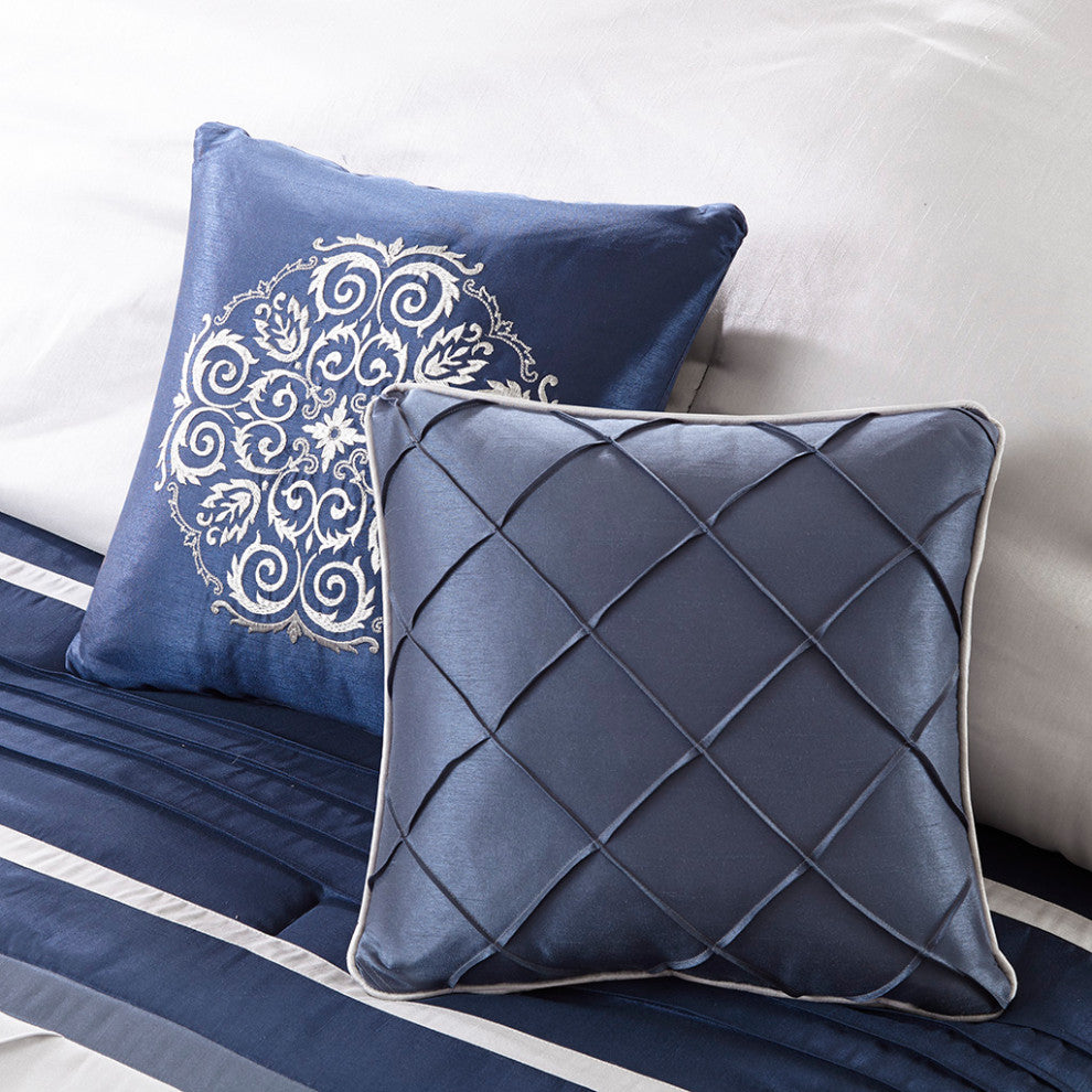 Madison Park Blaire 7 Piece Comforter Set in Navy