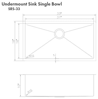 ZLINE Undermount Single Bowl Sink in Stainless Steel with Bottom Grid