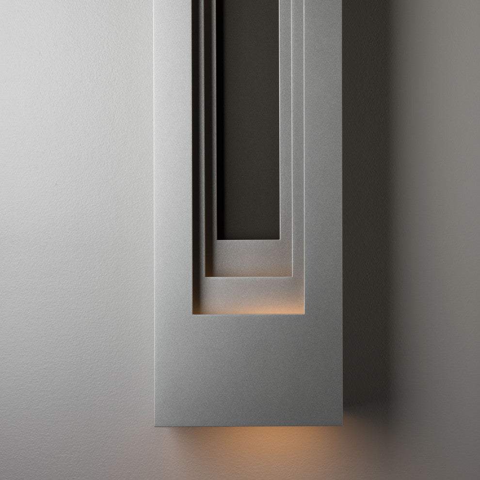 Procession Small Outdoor Sconce, Coastal Burnished Steel, Coastal Black Accent