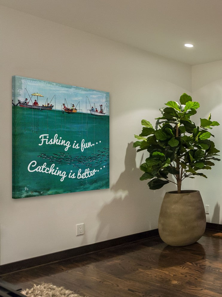 "School of Fish Among Lines Alternative Version" Thornton Utz on Canvas