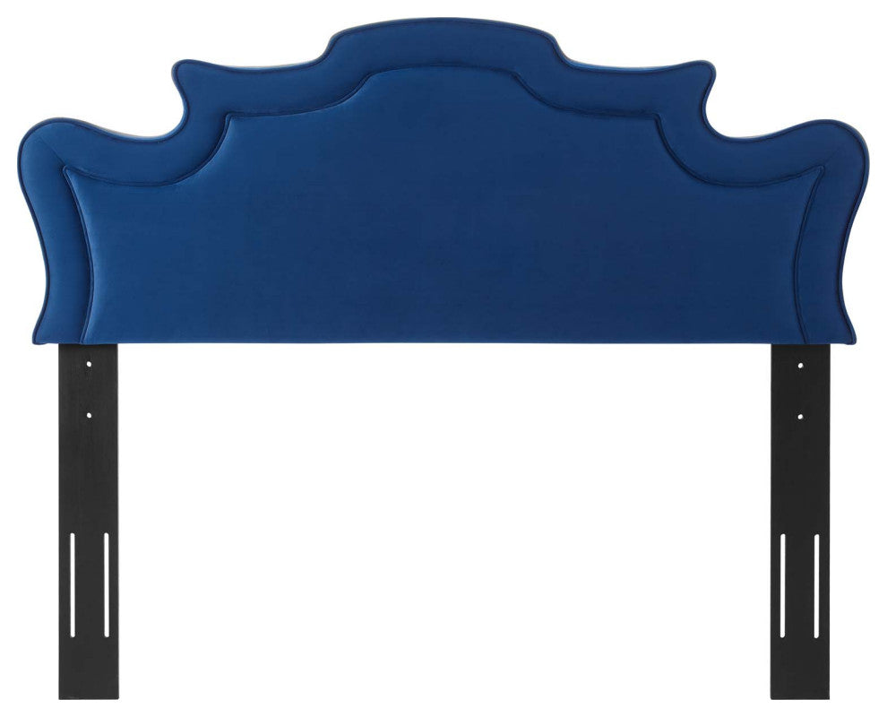 Headboard, Twin Size, Blue Navy, Velvet, French, Mid Century Guest Suite