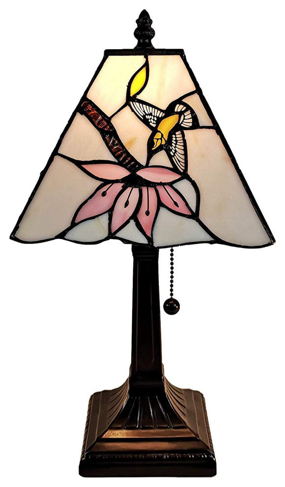 Tiffany Style Hummingbirds Mini Table Lamp 15" Tall