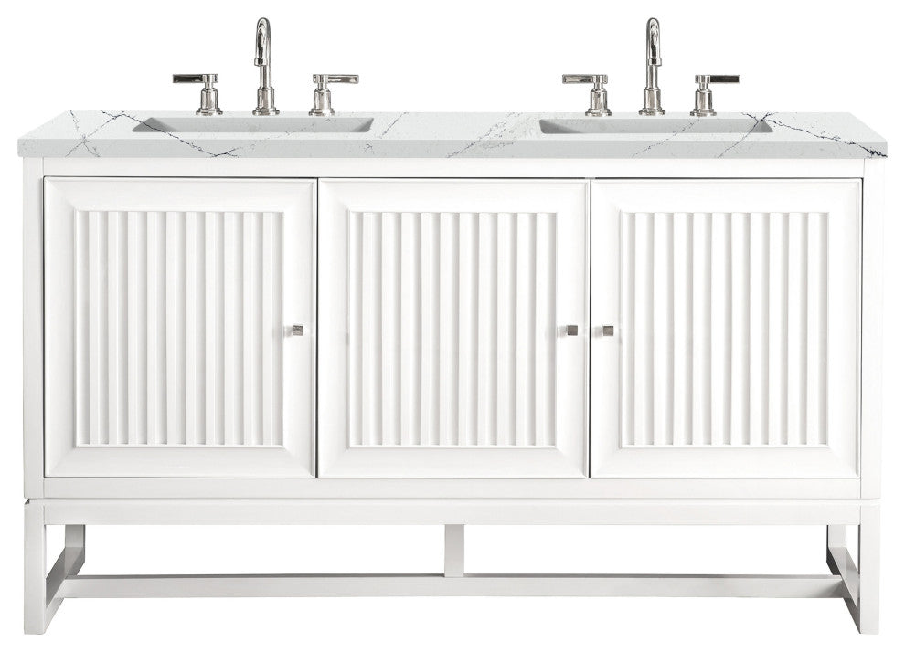 James Martin E645-V60D-GW-3ENC 60" Double Vanity Cabinet Glossy White + Top