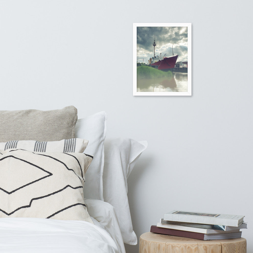 Foggy River Coastal Landscape Framed Photo Paper Wall Art Prints, White, 11" X 14"