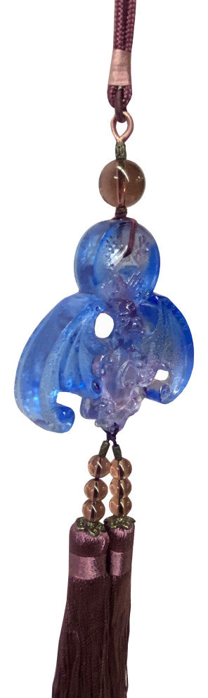 Liuli Crystal Glass Fengshui Fortune Blue Purple Bat Gift Decor Tassel Hws1357