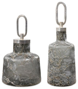 Uttermost 17840 Storm 6-1/4"W Glass and Iron Bottles - Set of 2 - Charcoal /